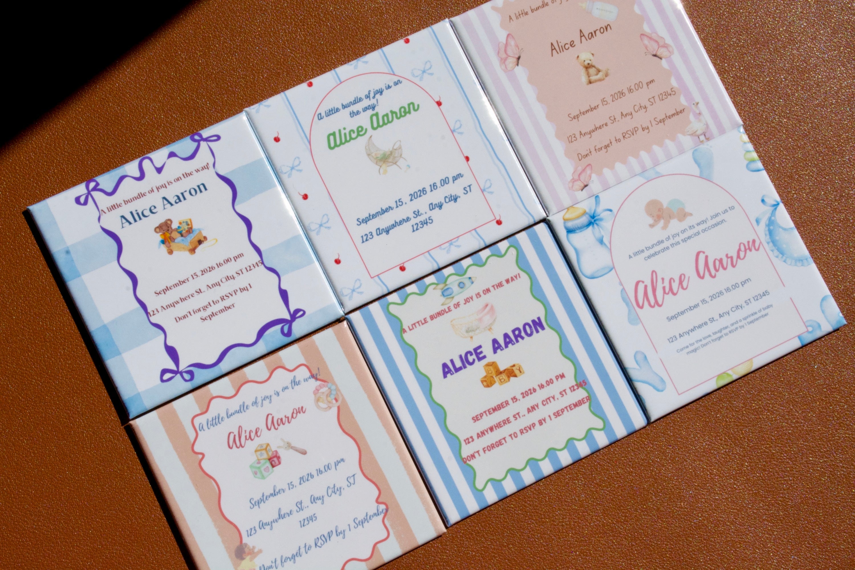 Personalized Baby Shower Magnet Invitations  | Custom 3" x 3" Baby Shower Magnets
