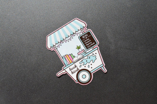 Book kiosk Waterproof Sticker showcased on Ipad