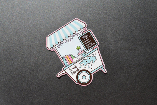 Book kiosk Waterproof Sticker showcased on Ipad