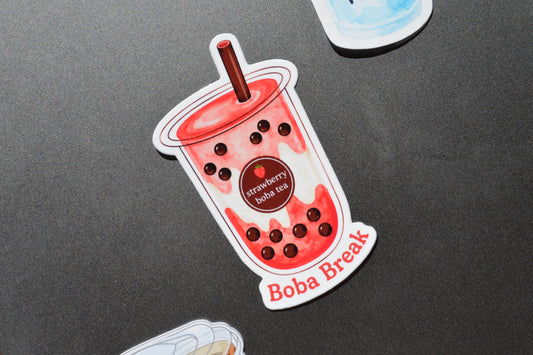 Boba Break Sticker on grey background