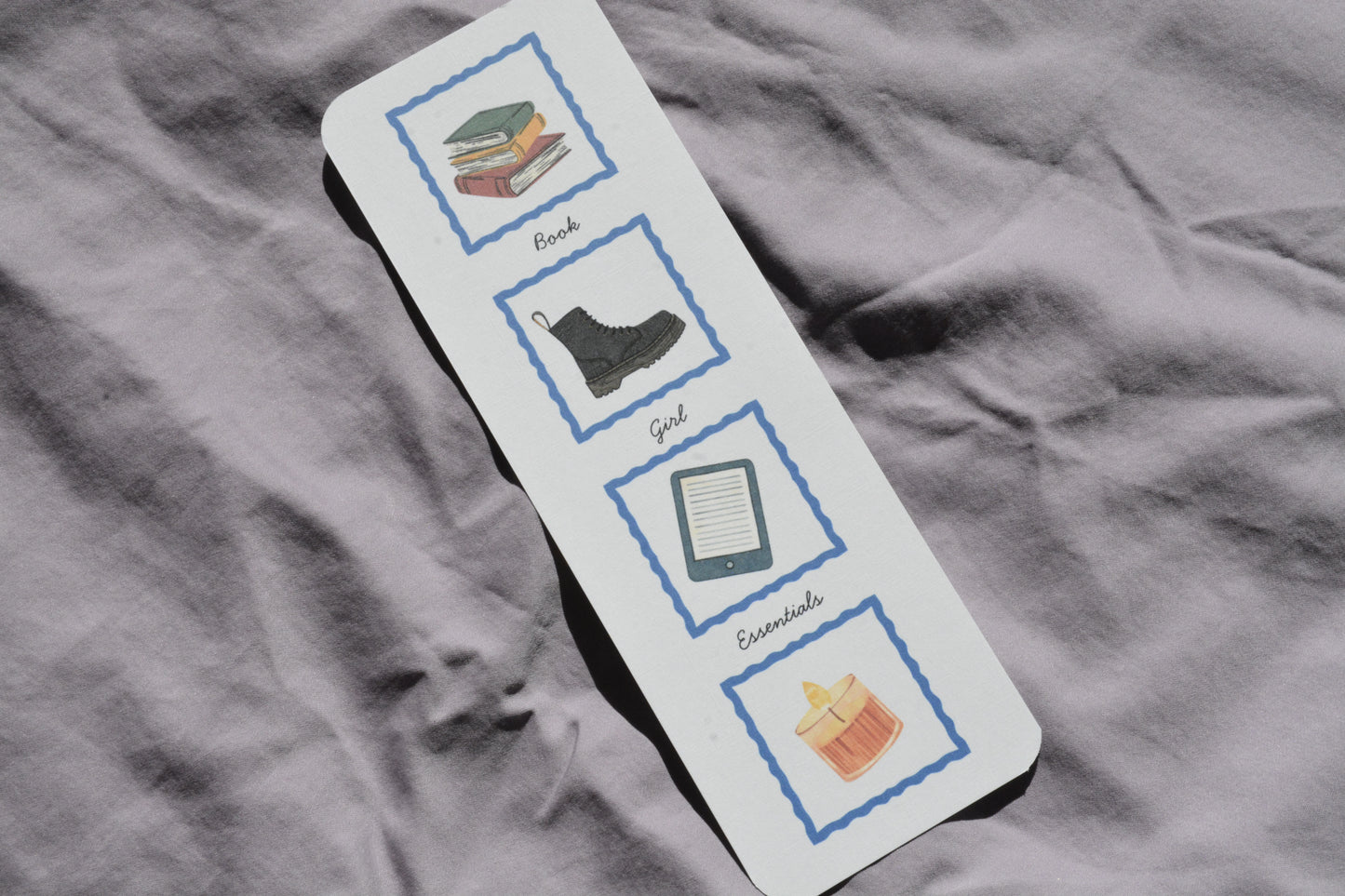 Book Girl Essentials Linen Bookmark | Double-Sided Book Lover Bookmark