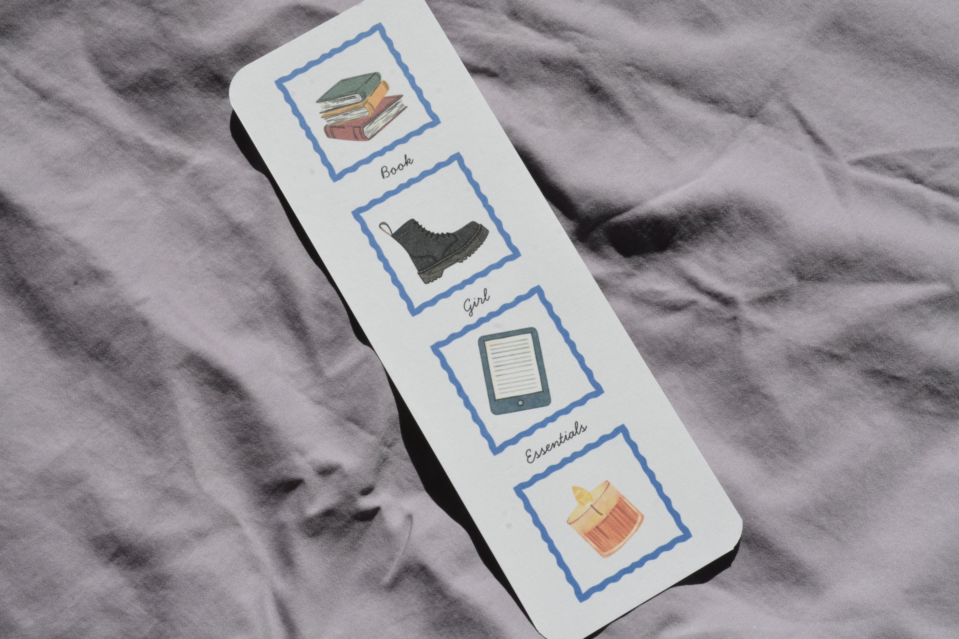 Book Girl Essentials Linen Bookmark | Double-Sided Book Lover Bookmark
