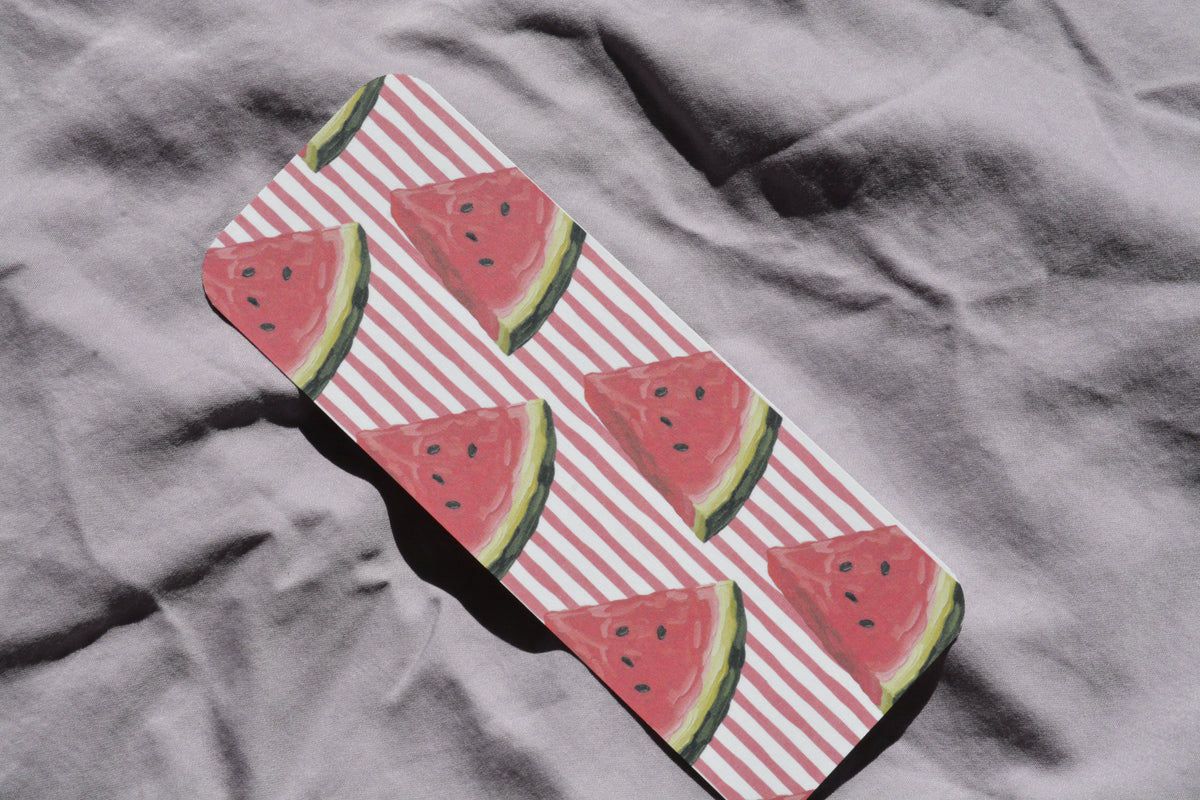 watermelon linen bookmark with rounded corners