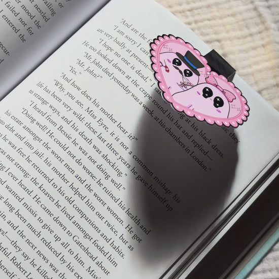 Magnetic bookmark showcased with ghost couple