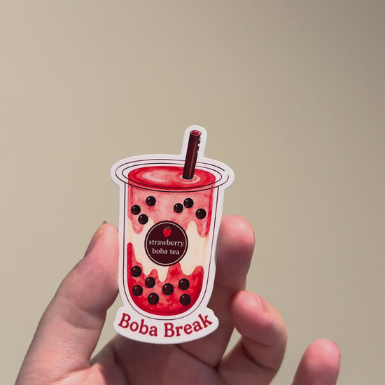 Boba Break Sticker showed from a different angles