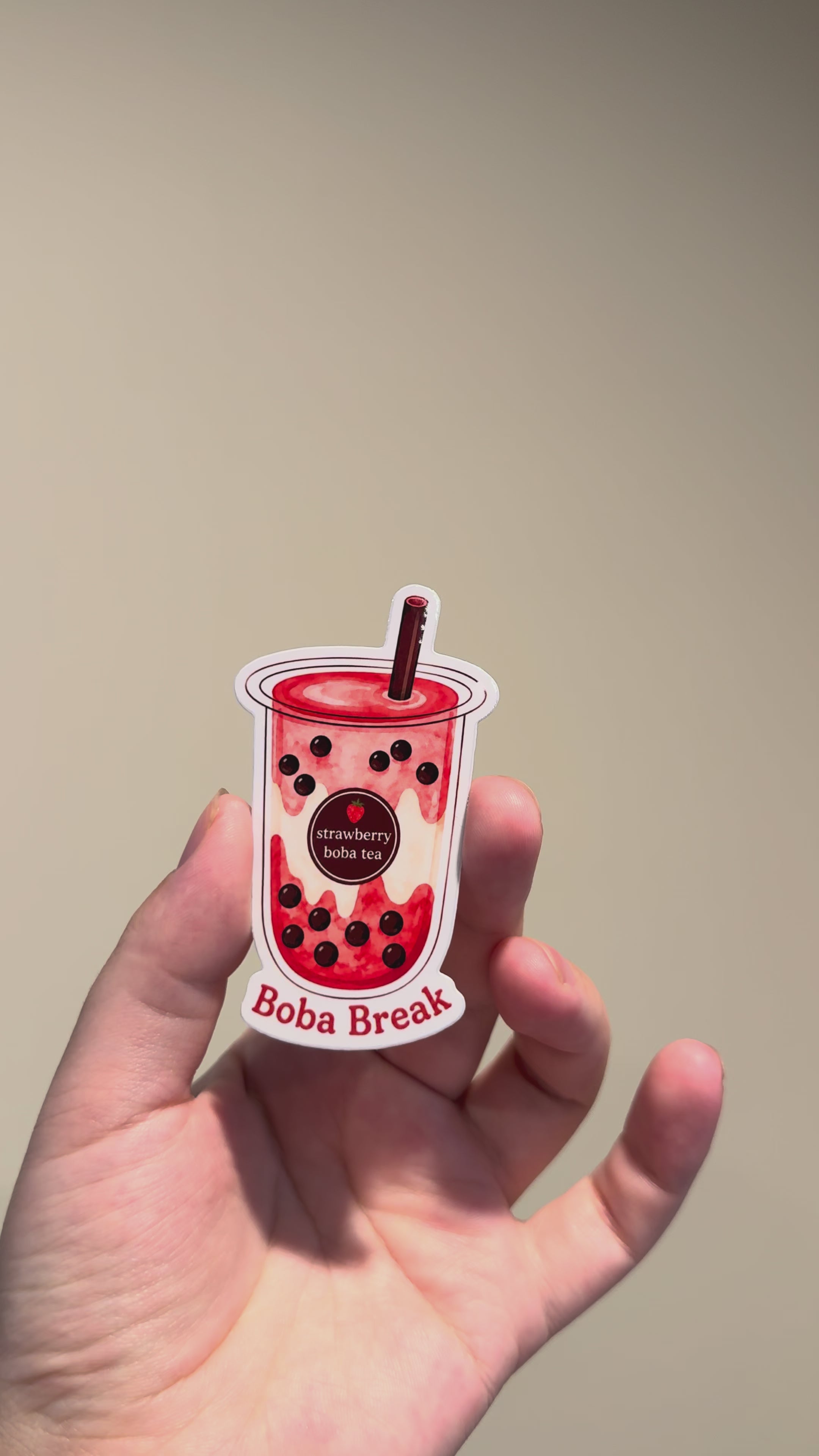 Boba Break Sticker showed from a different angles