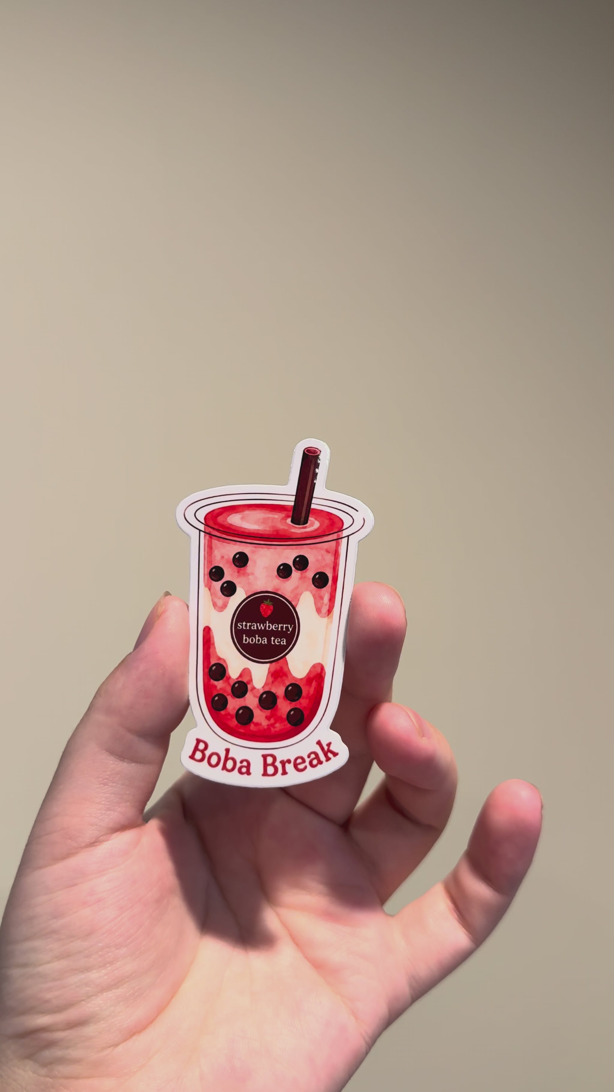 Boba Break Sticker showed from a different angles