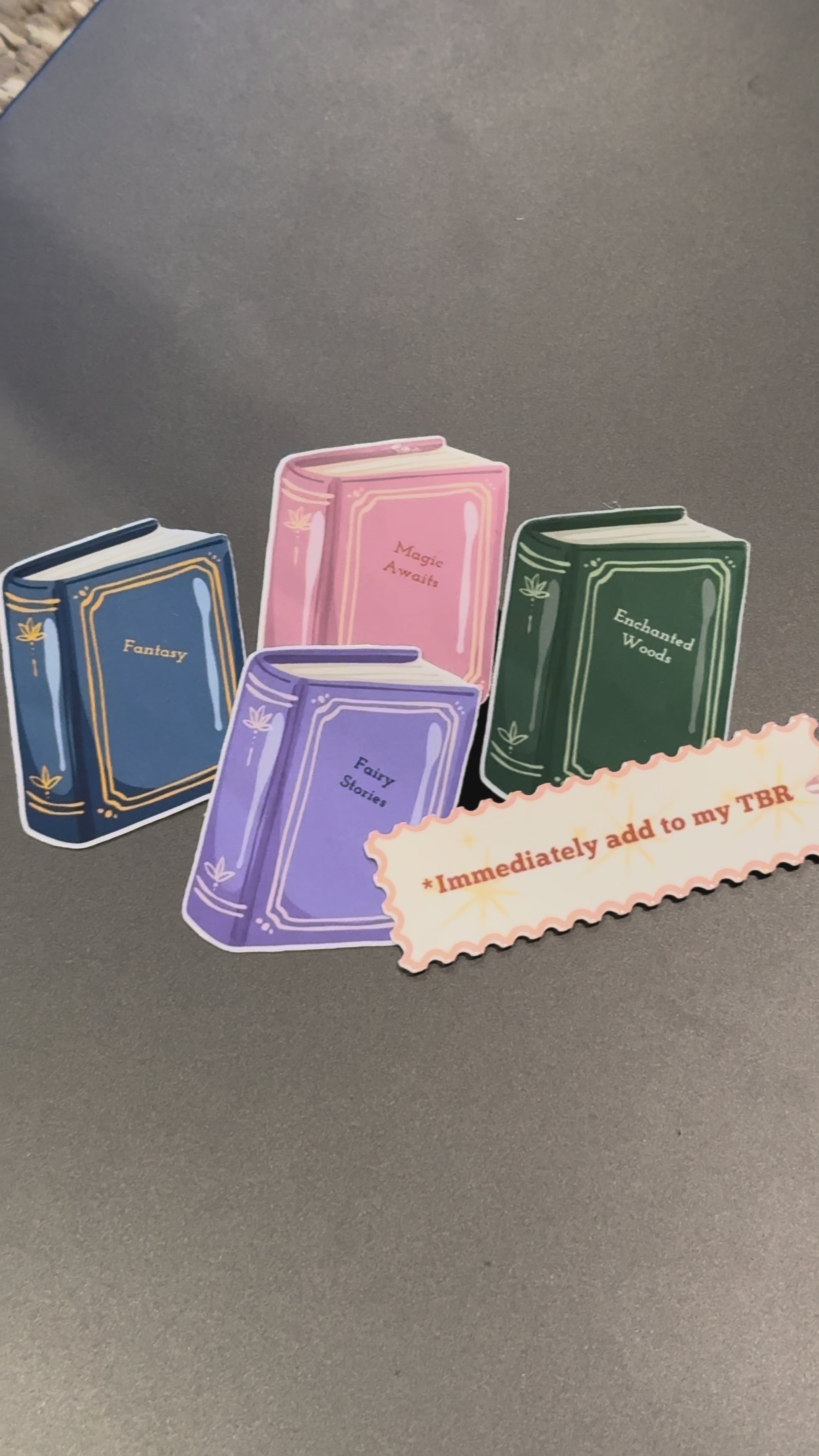 The sticker collection contains four small sticker books and immediately add to my TBR sticker