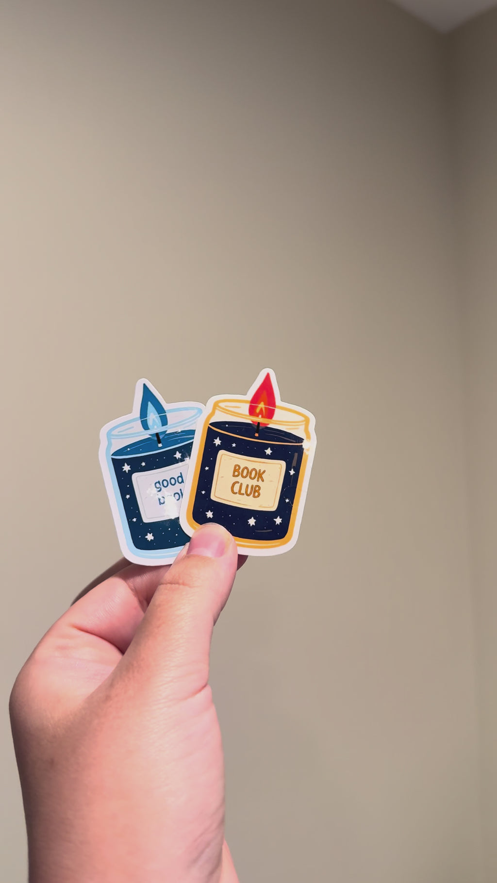 Candle Stickers showed from different angles 