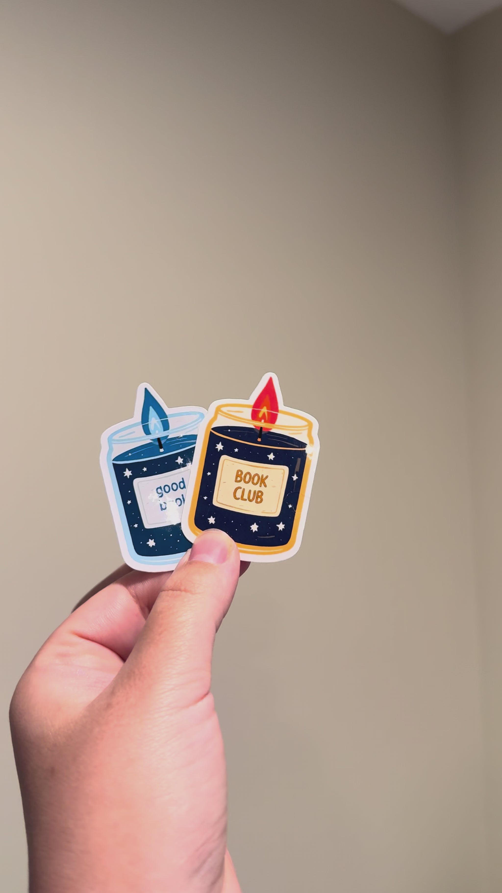 Candle Stickers showed from different angles 